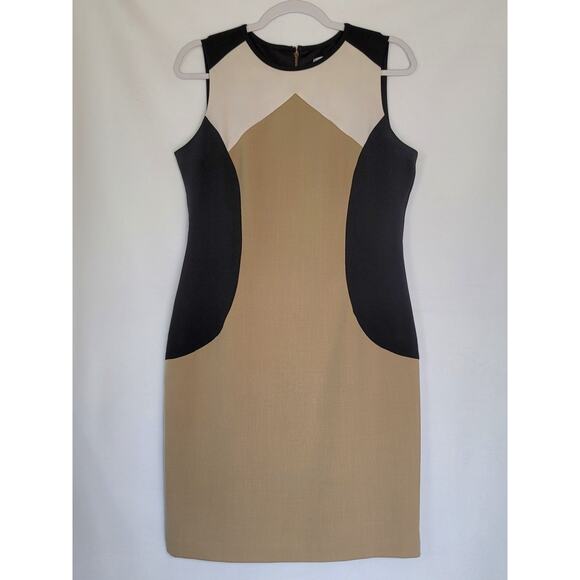 dressbarn Dresses & Skirts - Classic DressBarn Colorblock Black Tan White Sheath Midi Dress Women's Size 8